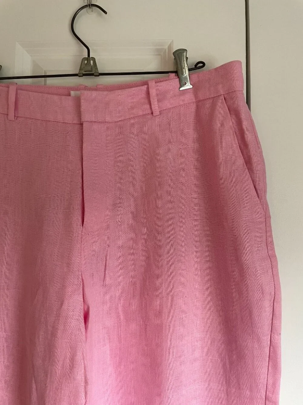 Mango Pink Linen Ankle Length Trouser — Size Large